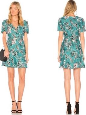 CUPCAKES and CASHMERE Dezzi Floral Dress in Emerald Teal size Large